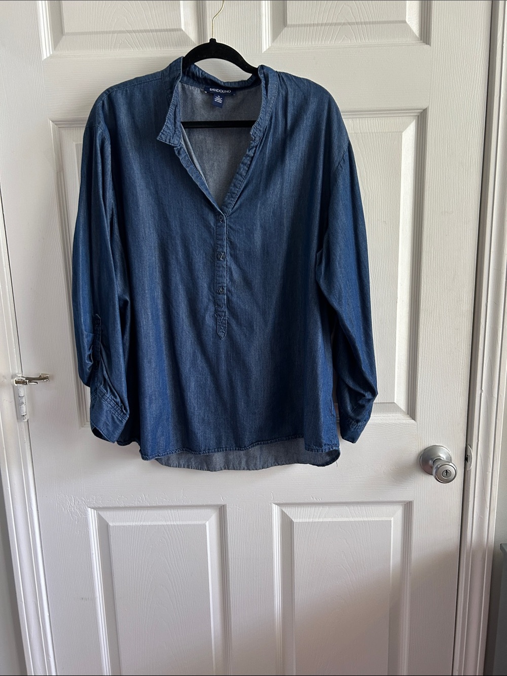 Mandolino Dark Indigo Denim Henley Blouse